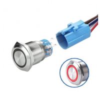 LED vodotěsný spínač 19 mm - Červené podsvícení, 3 - 6V