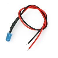 LED dioda modrá s rezistorem na vodiči 5mm 12-18V