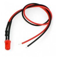 LED dioda červená s rezistorem na vodiči 5mm 22-28V