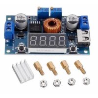 Step-down měnič XL4015 4–40V na 1.5–37V, 5 A / 75 W, multifunkční displej, CC/CV režim, USB-C