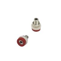 Zdířka s matičkou pro banánkové konektory 2mm - červená