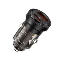 Mini nabíječka do auta USB-A a USB-C - Hnědá