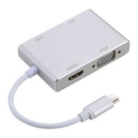 Adaptér USB-C 4v1 (HDMI, VGA, DVI, USB) - Stříbrná