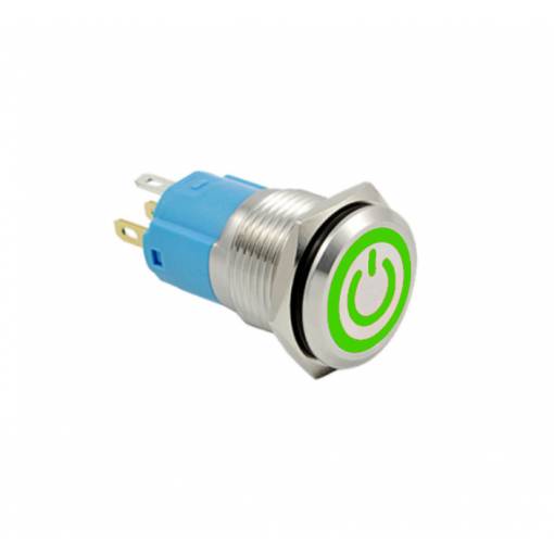 Foto - LED vodotěsný přepínač - Zelené podsvícení, 12 mm, 3 - 6V