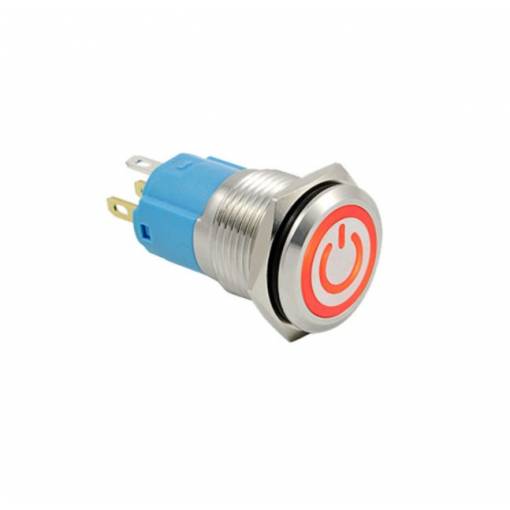 Foto - LED vodotěsný spínač 12 mm - Červené podsvícení, 12 - 24V