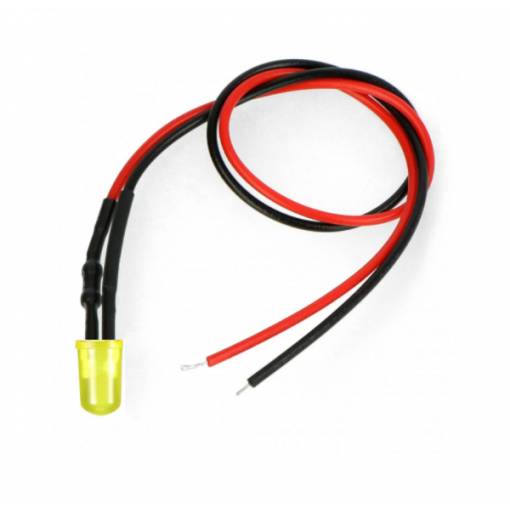 Foto - LED dioda s rezistorem na vodiči - Žlutá, 5 mm 5 - 9V