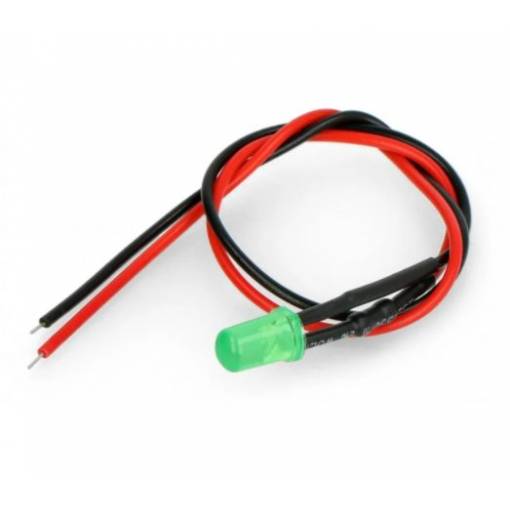 Foto - LED dioda s rezistorem na vodiči - Zelená, 5 mm 12 - 18V