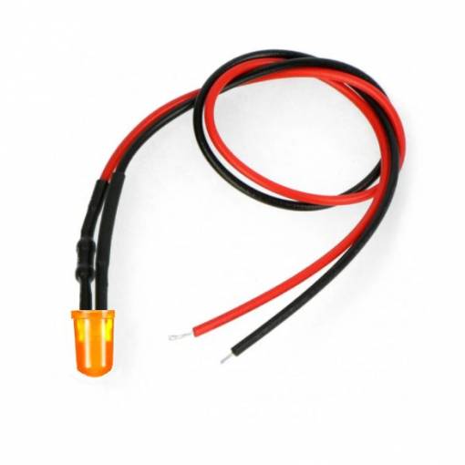Foto - LED dioda oranžová s rezistorem na vodiči 5mm 12-18V