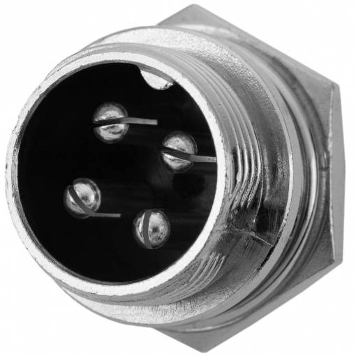 Foto - Konektor 12 mm GX12 - 4 piny - Samec do panelu