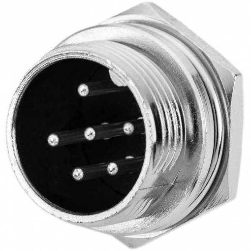 Foto - Konektor 12 mm GX12 - 6 pinů - Samec do panelu