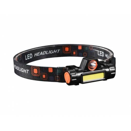 Foto - LED čelovka s USB dobíjením - Černá
