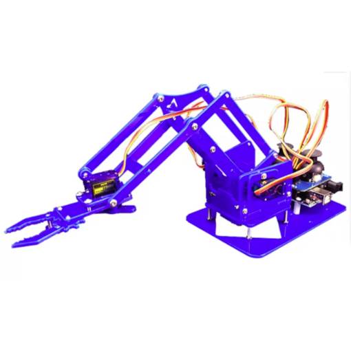 Foto - Mechanické robotické rameno s rukou pro SG90/MG90, akrylátové, modré - stavebnice