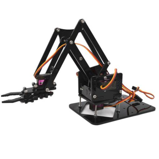 Foto - Mechanické robotické rameno s rukou pro SG90/MG90, akrylátové, černé - stavebnice