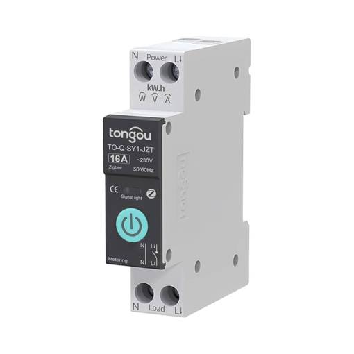 Foto - ZigBee 3.0 relé stykač TO-Q-SY1-JZT na DIN lištu s měřením spotřeby - 16A, měření kWh, W, A, V