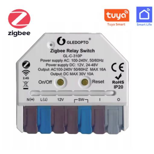 Foto - Zigbee bezdrátový chytrý relé spínač – 12VDC až 230VAC, TUYA, SmartLife