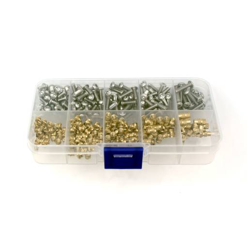 Foto - Sada mosazných závitových vložek a šroubů - 320ks, M3 v různých délkách