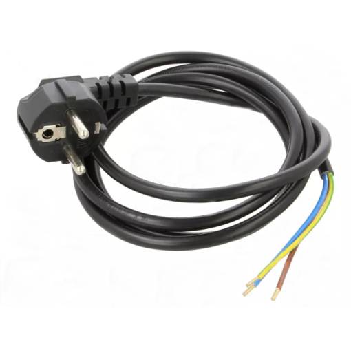 Foto - Síťový kabel 230VAC Schuko - 1,8m, vidlice 90°, drátové vývody