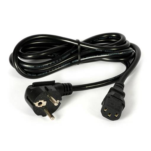 Foto - Síťový kabel 230VAC Schuko - 1,8m, vidlice 90°, IEC C13
