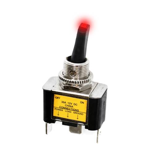 Foto - Páčkový přepínač s aretací On/Off 30A 12V Červený