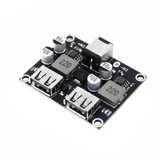 Foto - Modul rychlé nabíječky, step-down 12-24V s čipem pro rychlé nabíjení - 2x USB-A - QC3.0, FCP
