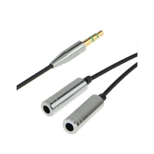 Foto - Rozdvojka 3.5mm jack na 2x 3.5mm jack - Stříbrná