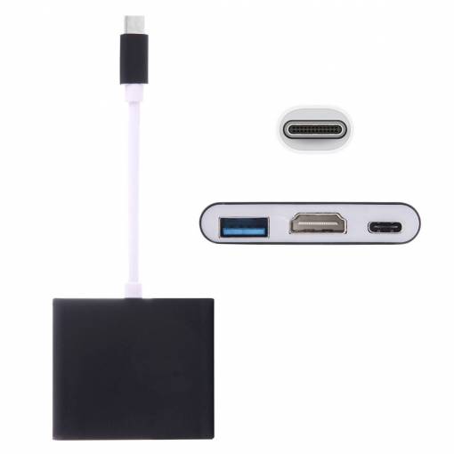 Foto - USB-C (Thunderbolt 3) redukce 3v1 (USB-C, HDMI, USB) - Černá