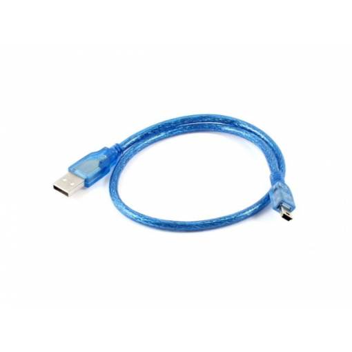 Foto - Kabel USB 2.0 A, USB B mini - Modrý, 30 cm