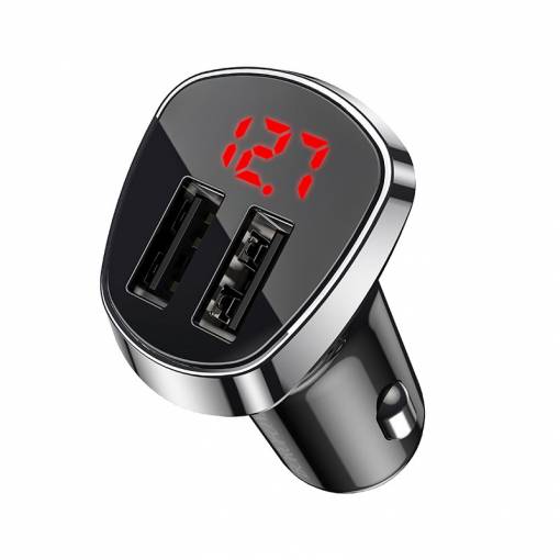 Foto - Borofone dvojitá USB nabíječka do auta 12W - LED displej