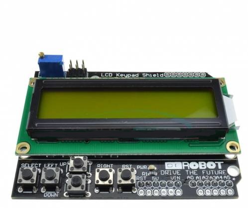LCD shield pro Arduino UNO - žluté podsvícení