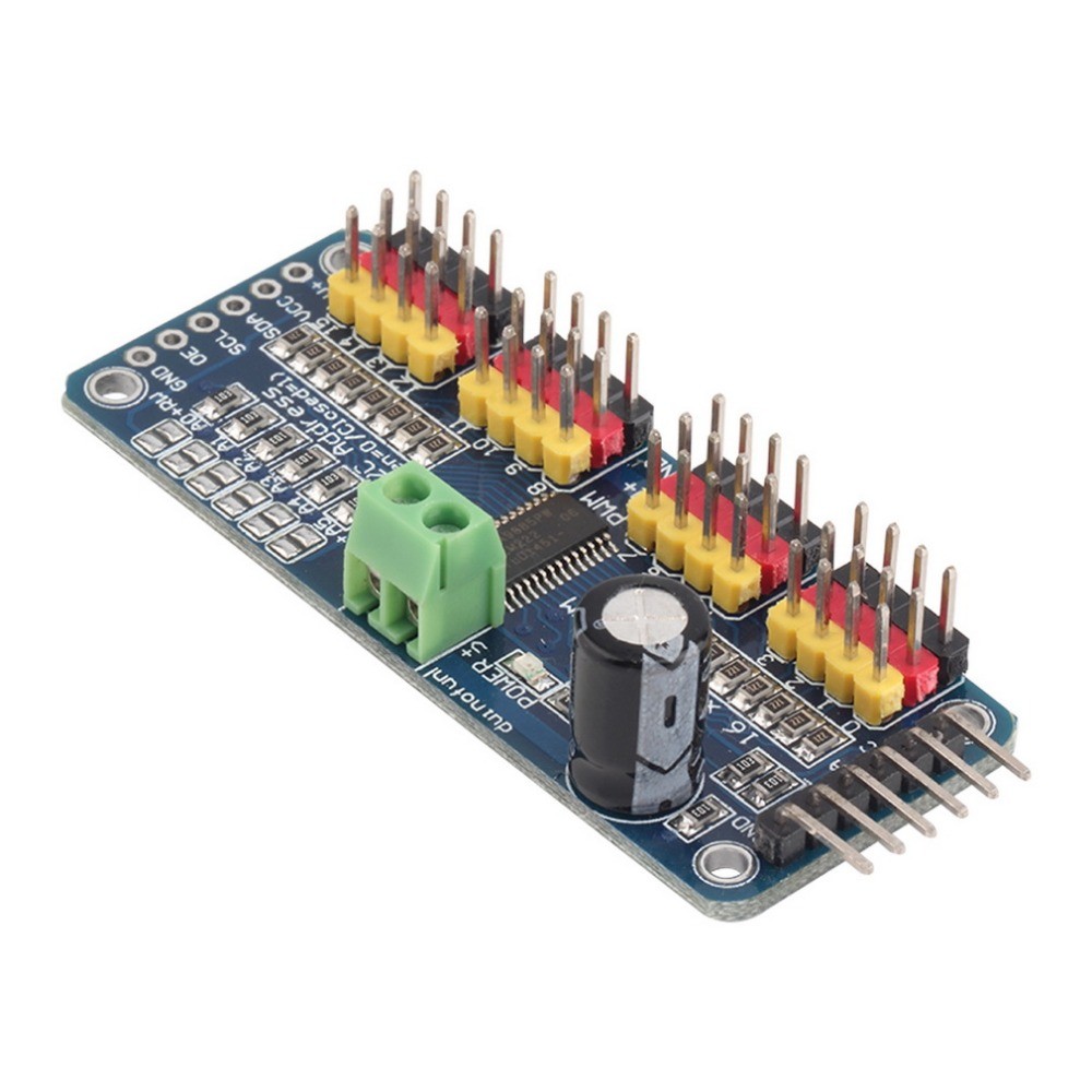 IIC I2C Modulový driver servo motoru pro Arduino - PCA9685, 16 kanálů 12-bit PWM