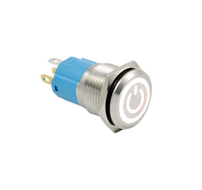 LED vodotěsný přepínač - Bílé podsvícení, 12 mm, 3 - 6V