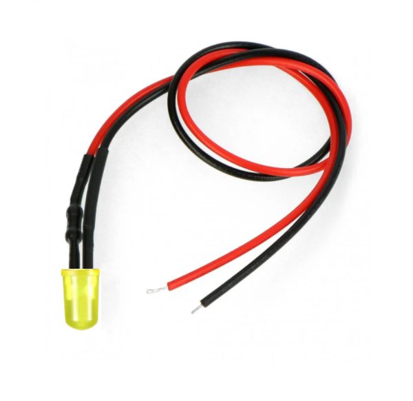 LED dioda s rezistorem na vodiči - Žlutá, 5 mm 5 - 9V