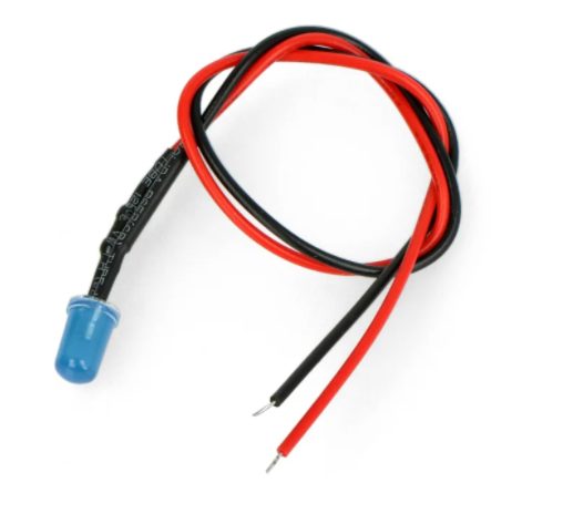 LED dioda s rezistorem na vodiči - Modrá, 5 mm 5 - 9V