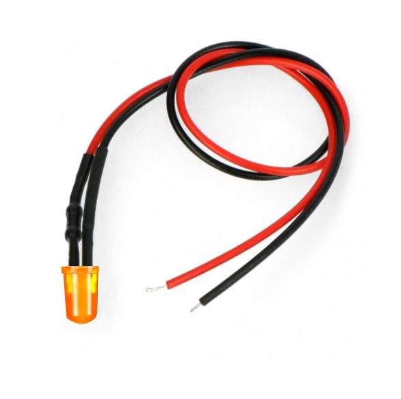 LED dioda s rezistorem na vodiči - Oranžová, 5 mm 5 - 9V