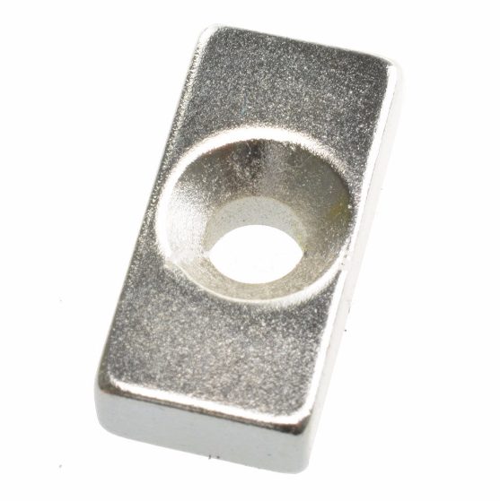 Neodymový kvádrový magnet s otvorem - 20 x 10 x 5 mm