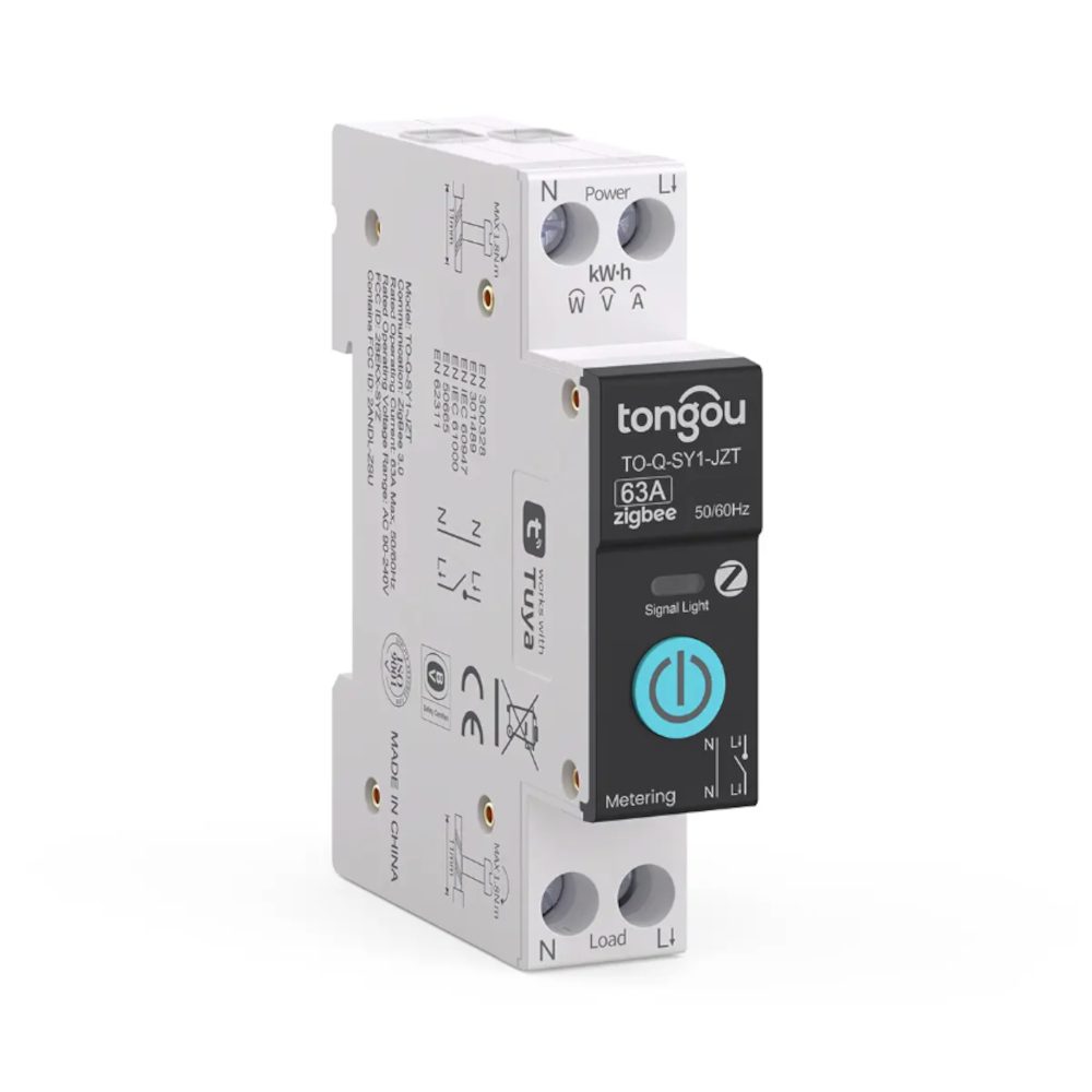 ZigBee 3.0 relé stykač TO-Q-SY1-JZT na DIN lištu s měřením spotřeby - 63A, měření kWh, W, A, V