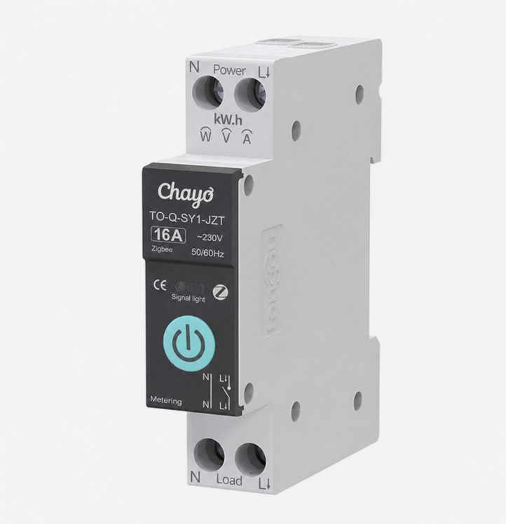 ZigBee 3.0 relé stykač TO-Q-SY1-JZT na DIN lištu s měřením spotřeby - 16A, měření kWh, W, A, V