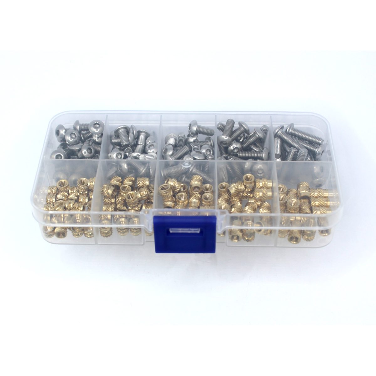 Sada mosazných závitových vložek a šroubů - 220ks, M4 v různých délkách