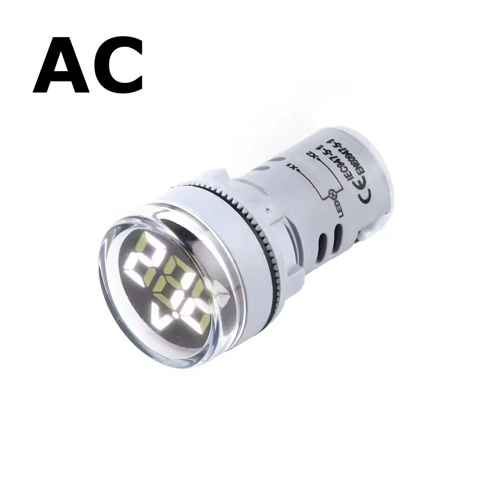 Panelový voltmetr pro AC napětí 60-500V, kulatý 22mm - Bílý