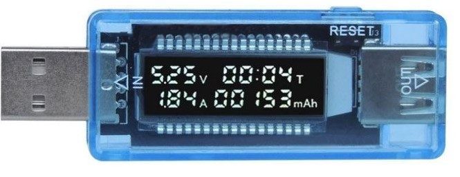 V-A metr a měřič kapacity 4-20V/0-3A DC KWS-V20 - USB tester