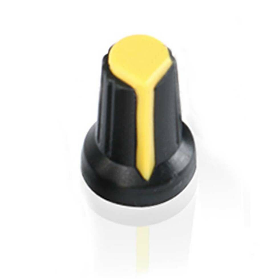 Knoflík na potenciometr - Černo žlutý, 6 mm