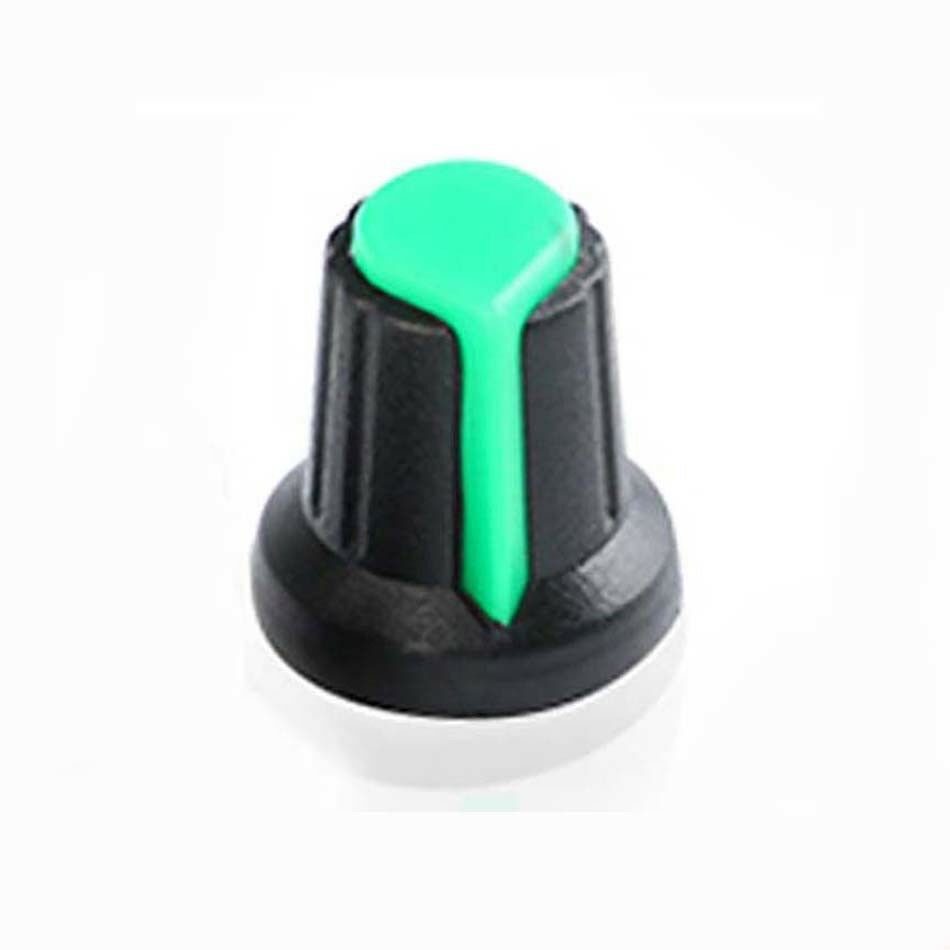 Knoflík na potenciometr - Černo zelený, 6 mm
