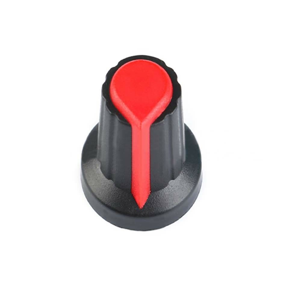 Knoflík na potenciometr - Černo červený, 6 mm